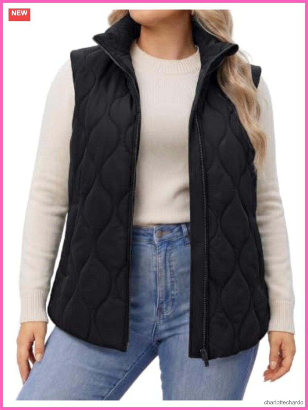 Plus Size Quilted Puffer Vest Zip Up with Pockets Sleeveless Outerwear